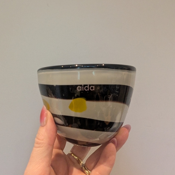 Striped Ceramic Bowl - Black, White, Yellow - Picture 1 of 10